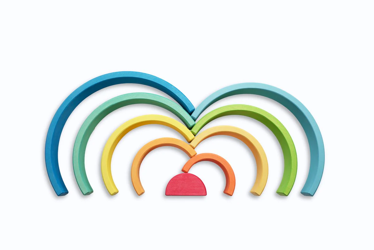 Ocamora 9 Piece Wooden Rainbow Stacker (BLUE) - Image 3