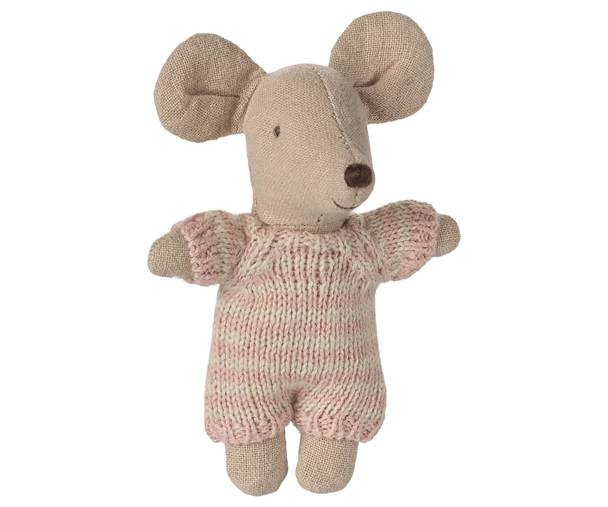Maileg Baby mouse in carry cot - Rose - Image 4