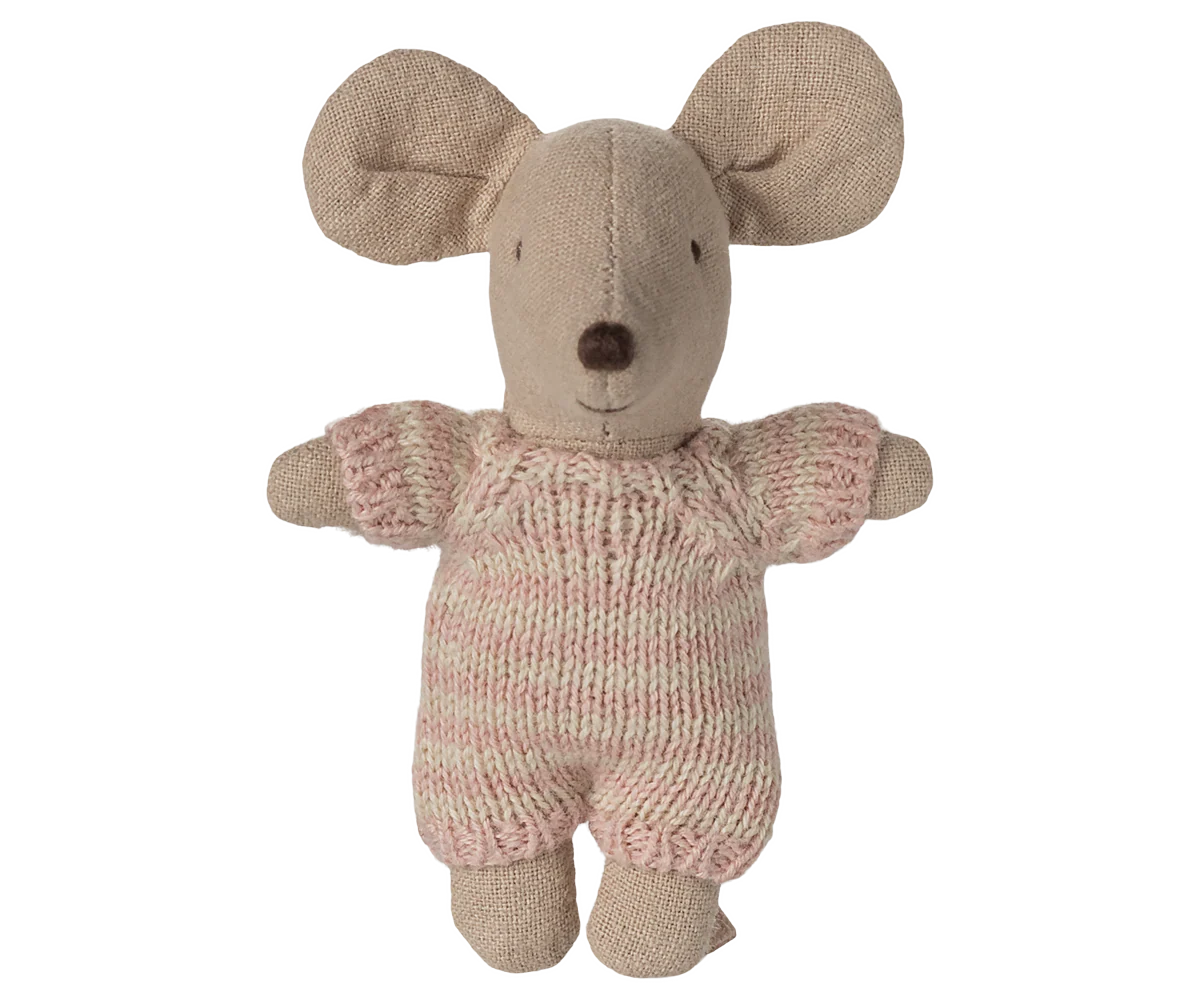Maileg Baby mouse in carry cot - Rose - Image 5