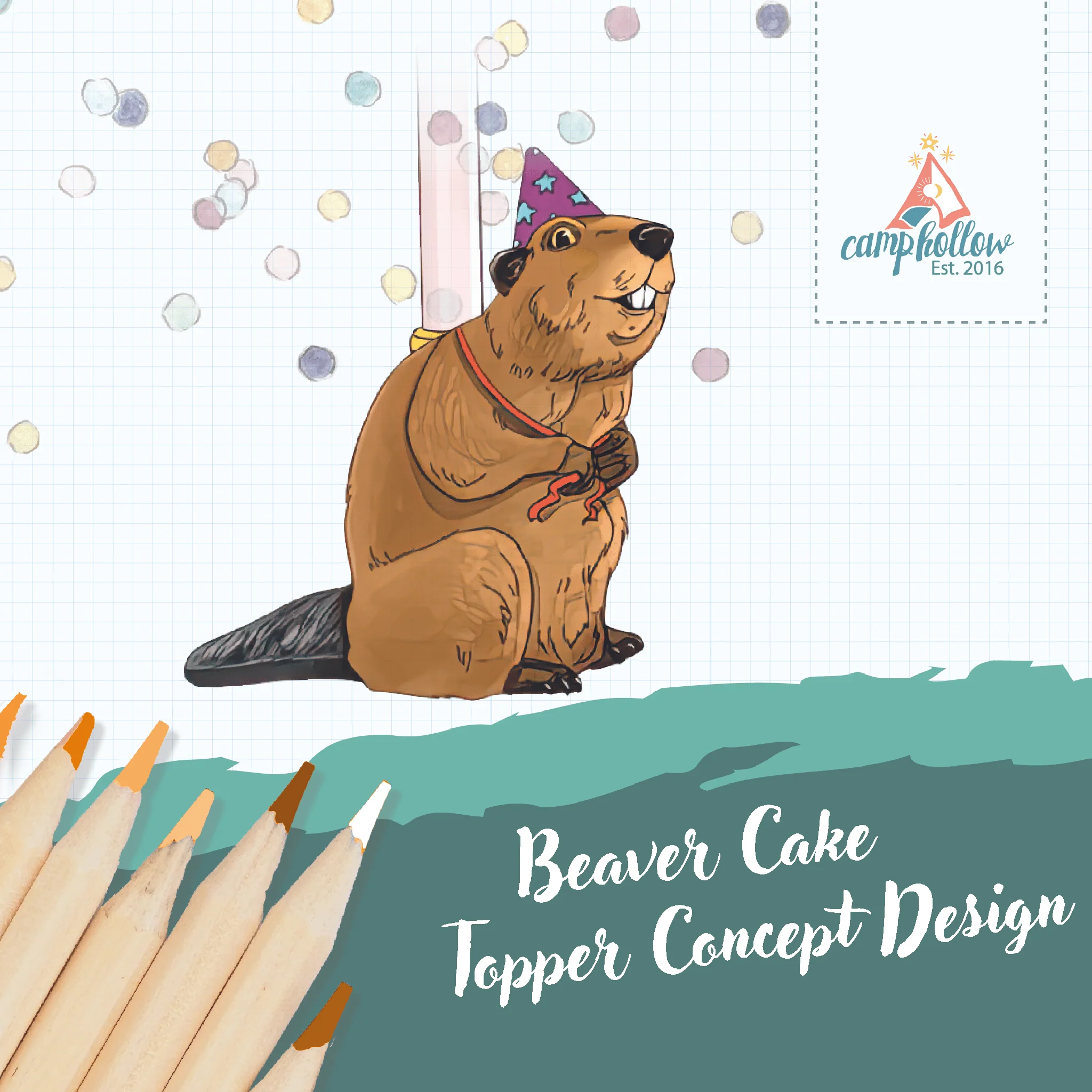 Camp Hollow Beaver Cake Topper - Image 2