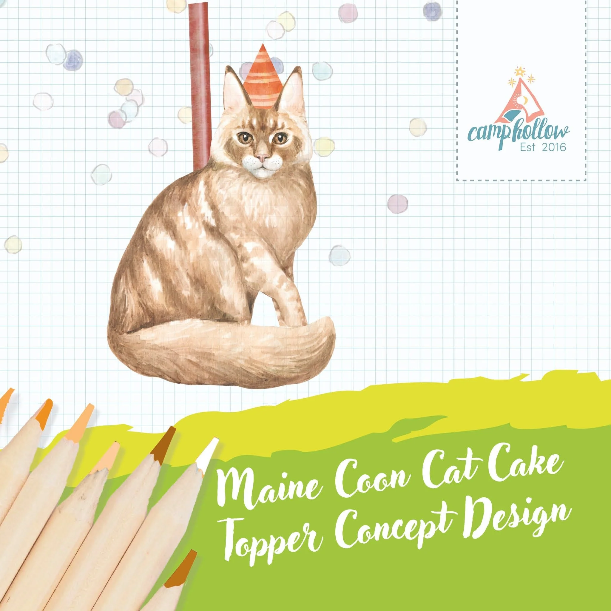 Camp Hollow Maine Coon Cat Cake Topper - Image 5