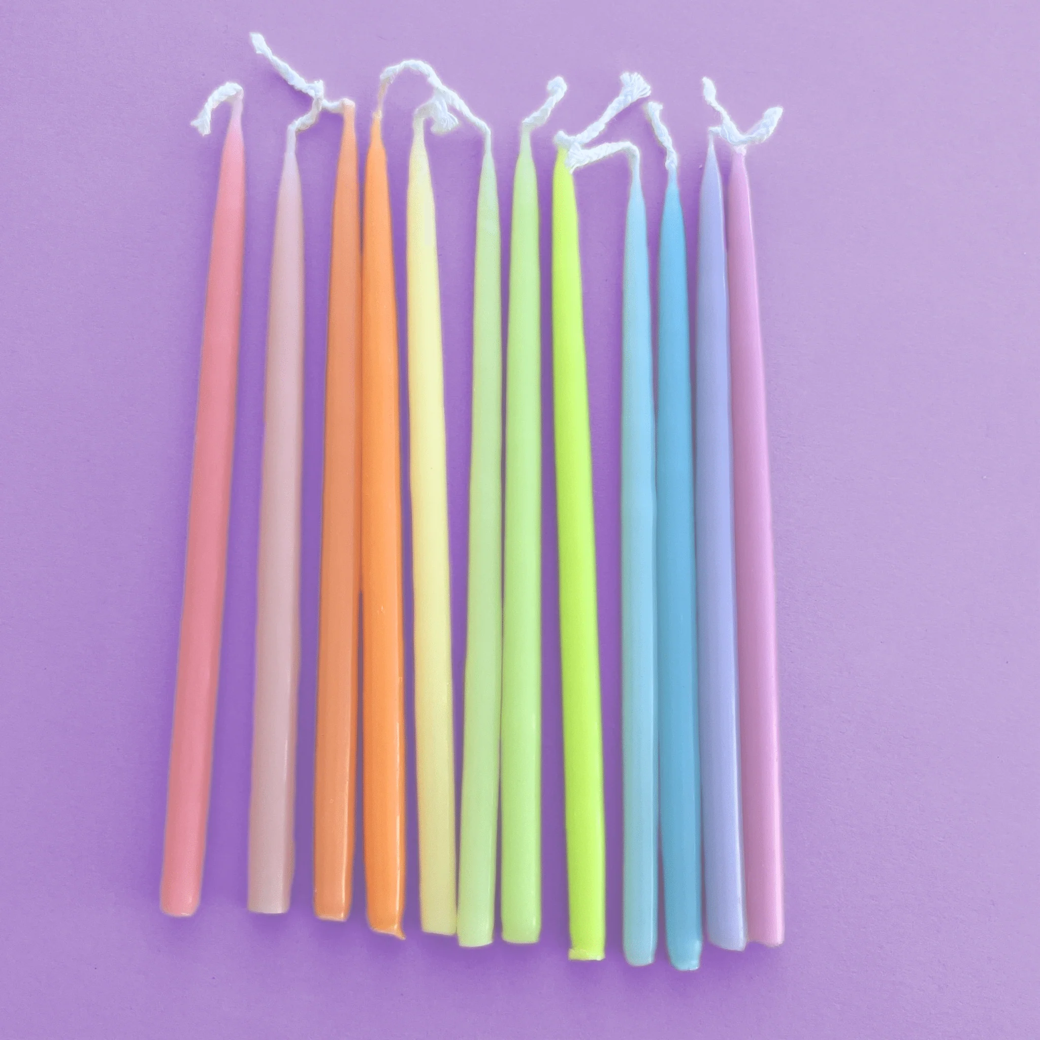 Camp Hollow Pastel Rainbow Tapered Candle Set (x12) - Image 2