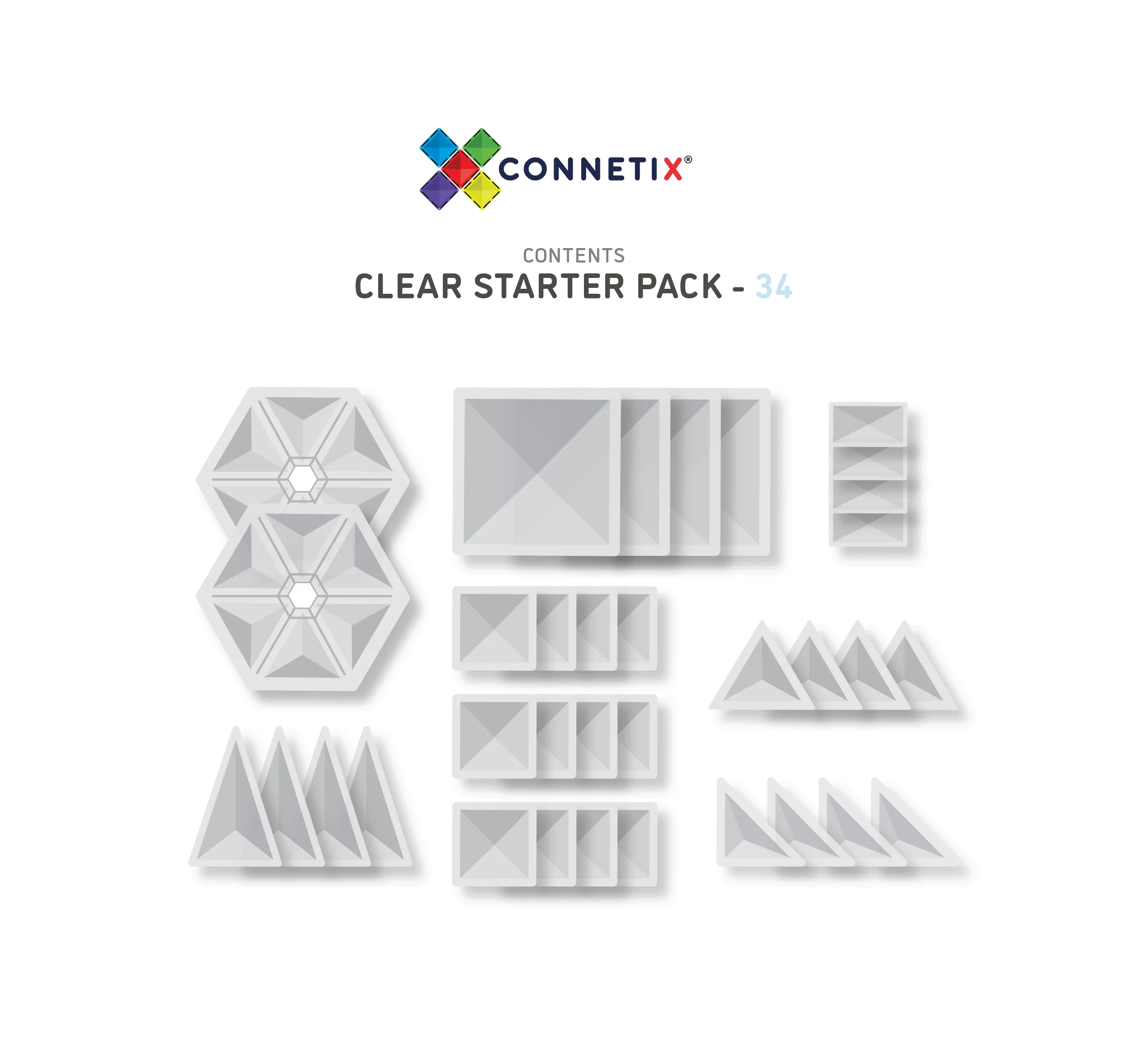 Connetix Magnetic Tiles | Clear Starter Pack (34 pcs) - Image 3