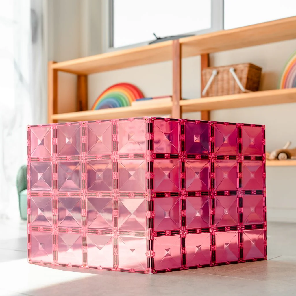 Connetix Magnetic Tiles | Pastel Pink & Berry Base Plate Pack Pastel  (2 pcs) - Image 3