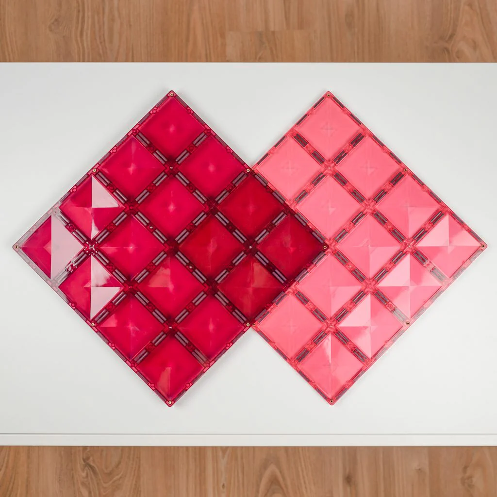 Connetix Magnetic Tiles | Pastel Pink & Berry Base Plate Pack Pastel  (2 pcs) - Image 5