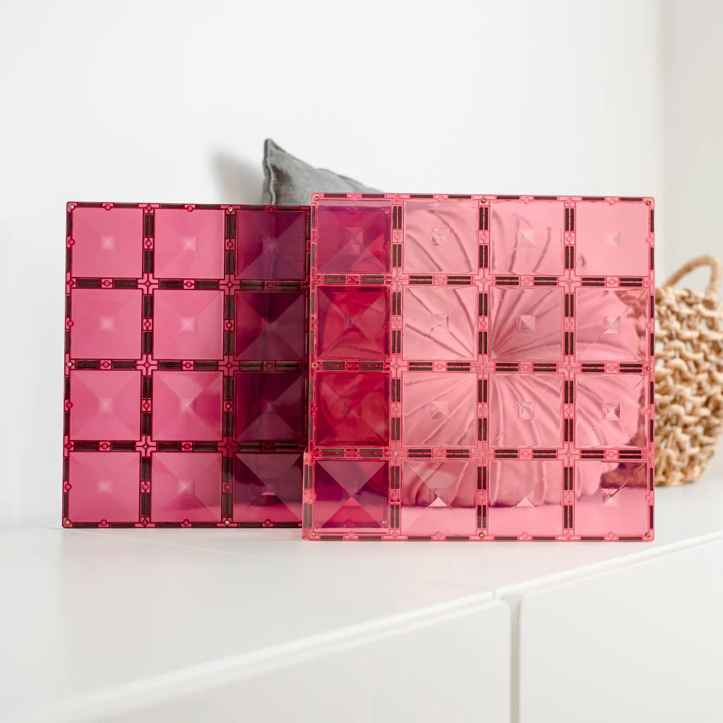 Connetix Magnetic Tiles | Pastel Pink & Berry Base Plate Pack Pastel  (2 pcs) - Image 6