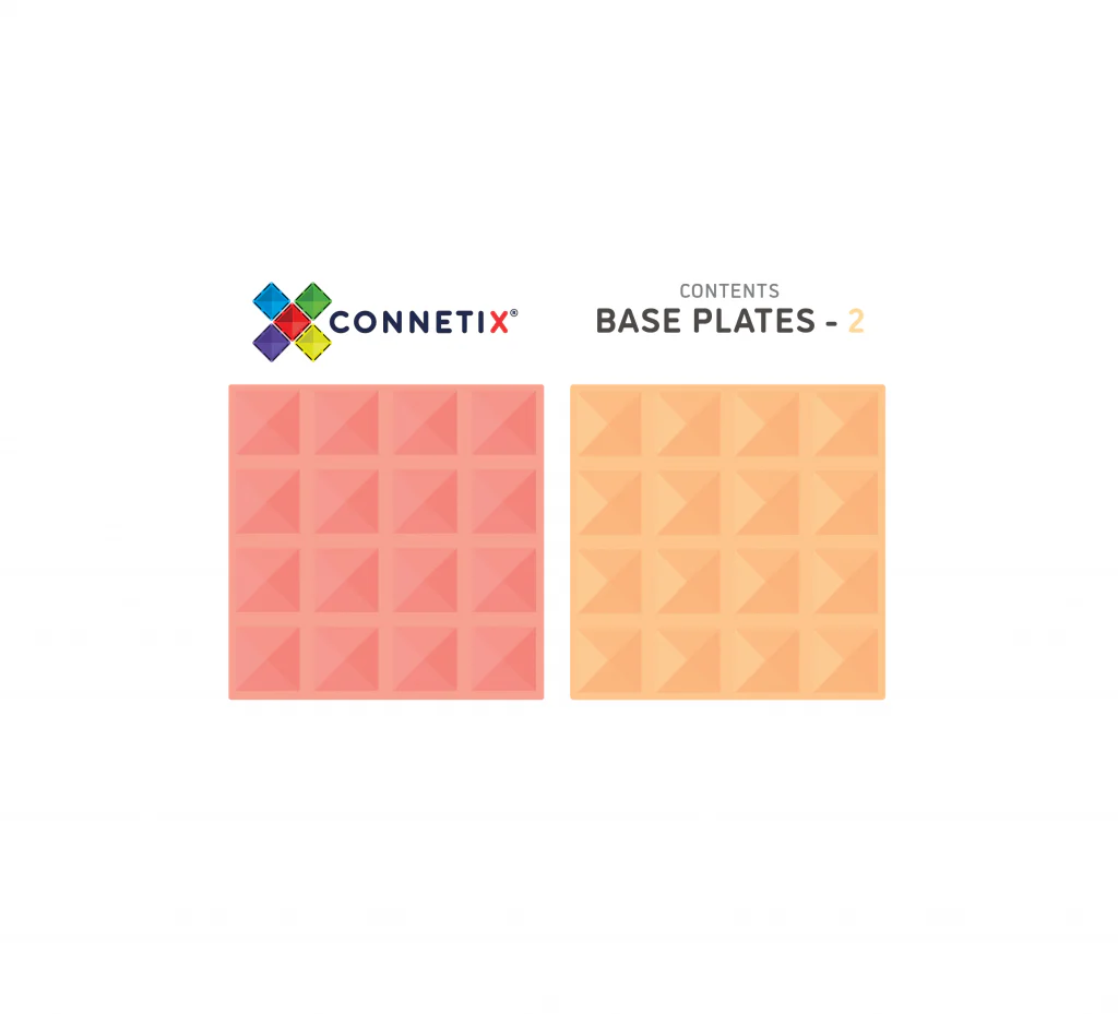 Connetix Magnetic Tiles | Pastel Lemon & Peach Base Plate Pack Pastel  (2 pcs) - Image 3