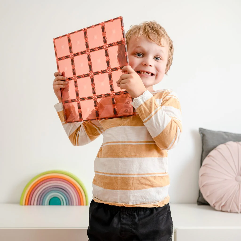 Connetix Magnetic Tiles | Pastel Lemon & Peach Base Plate Pack Pastel  (2 pcs) - Image 5
