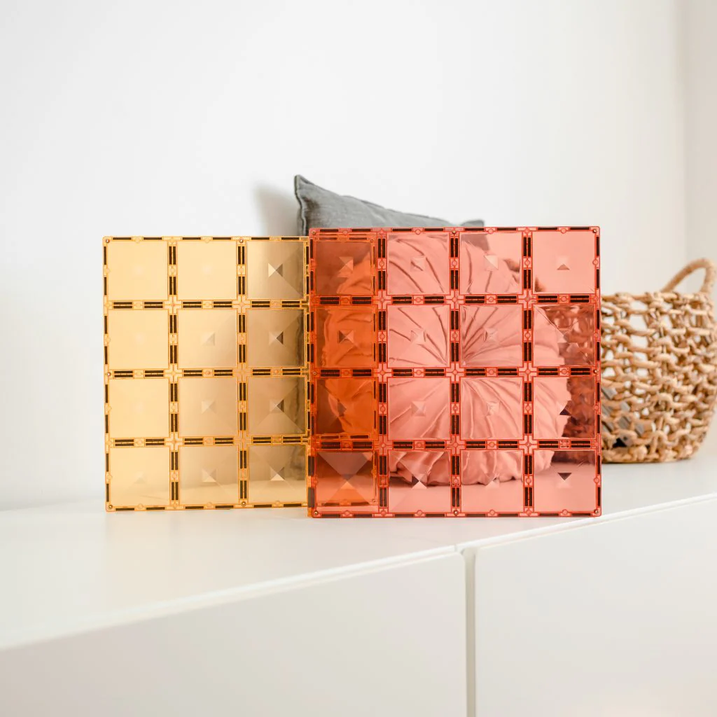 Connetix Magnetic Tiles | Pastel Lemon & Peach Base Plate Pack Pastel  (2 pcs) - Image 6
