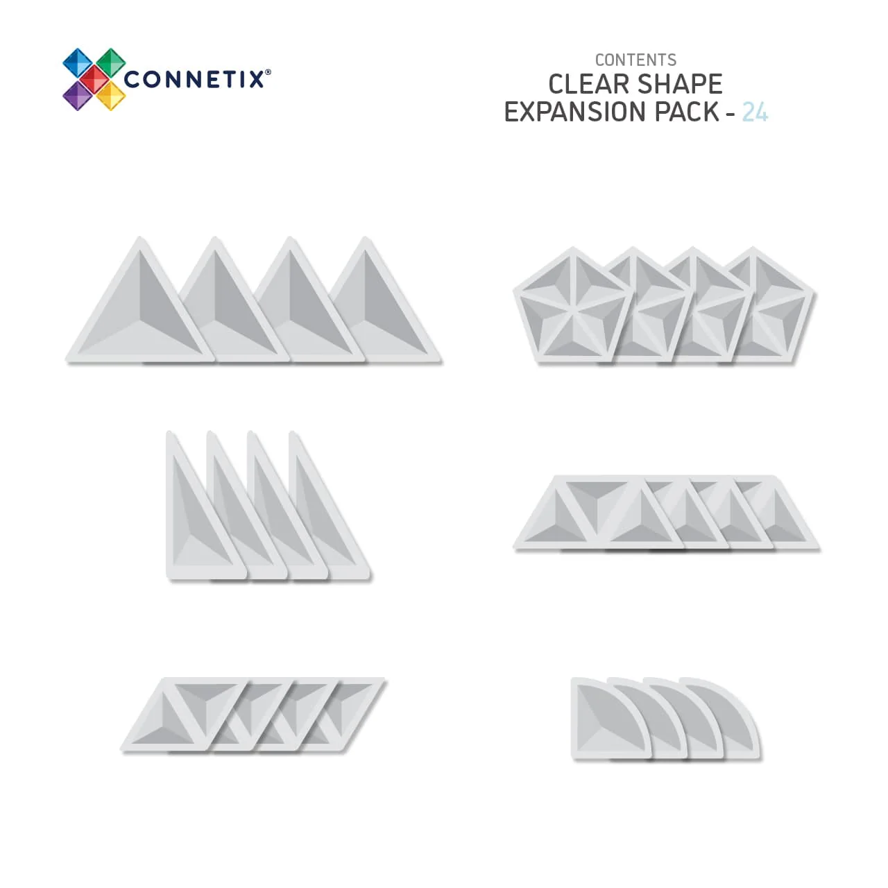 Connetix Magnetic Tiles | Clear Expansion Pack (24 pcs) - Image 3