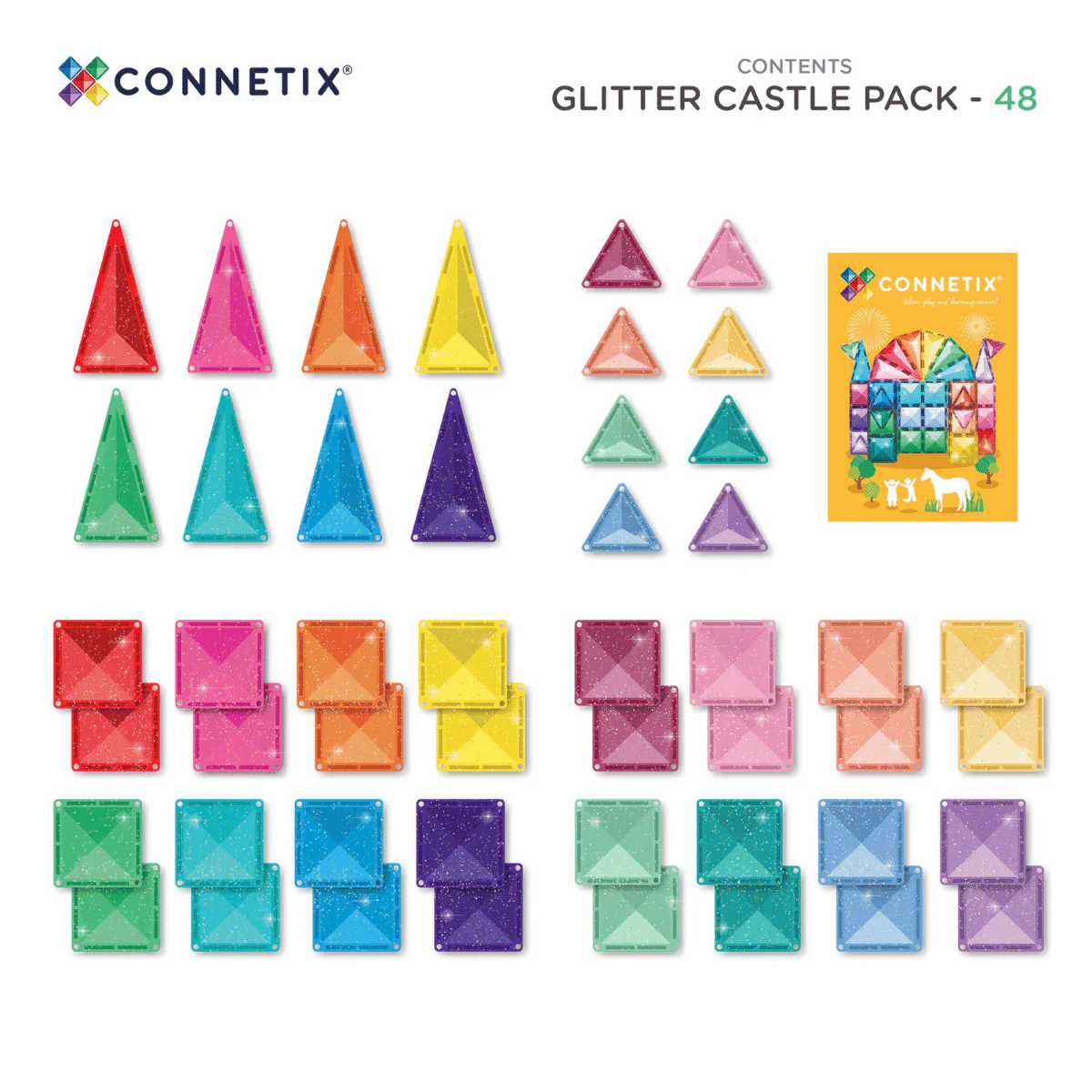 Connetix Magnetic Tiles | Glitter Castle Pack (48 pcs) - Image 9