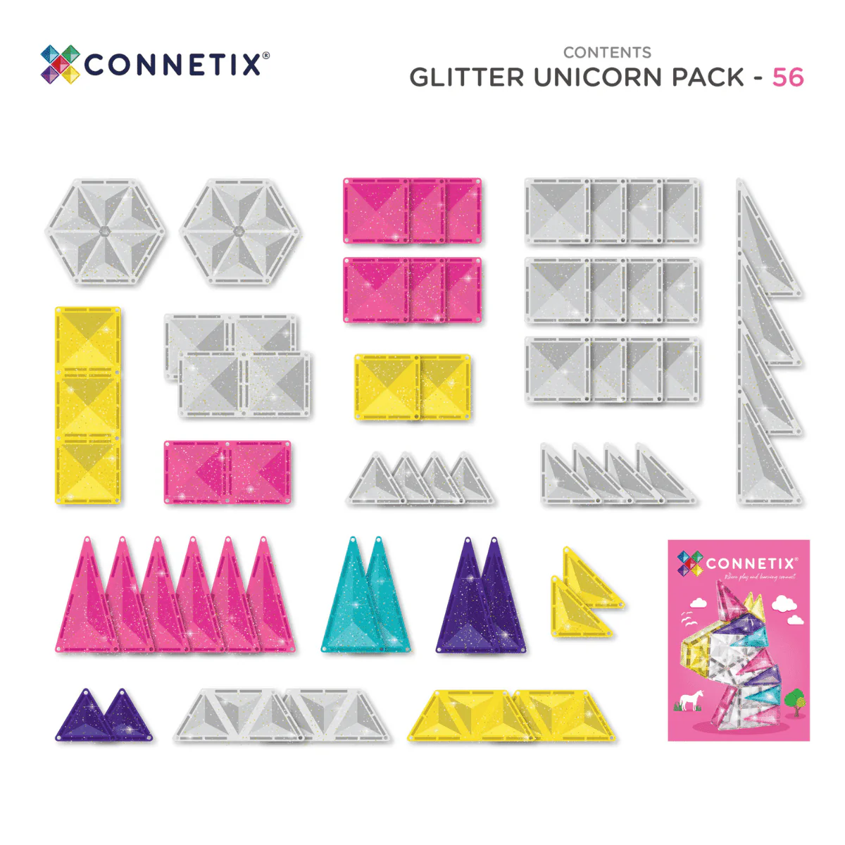 Connetix Magnetic Tiles | Glitter Unicorn Pack (56pcs) - Image 9