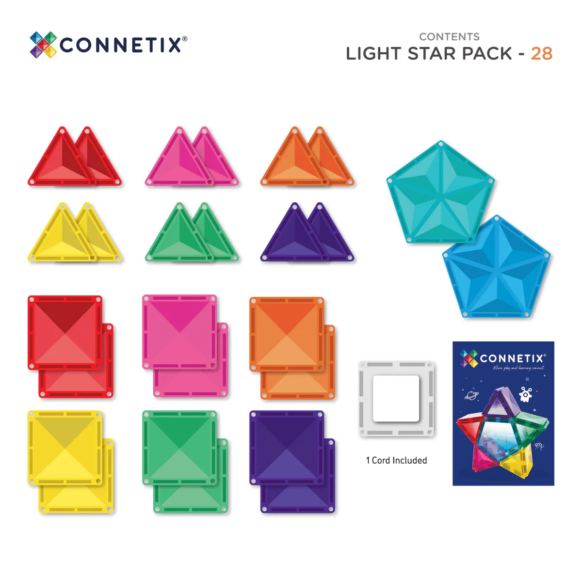 Connetix Magnetic Tiles | Light Star Pack (28 pcs) - Image 8