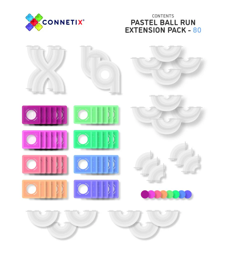 Connetix Magnetic Tiles | Pastel Ball Run Expansion (80 pcs) - Image 3