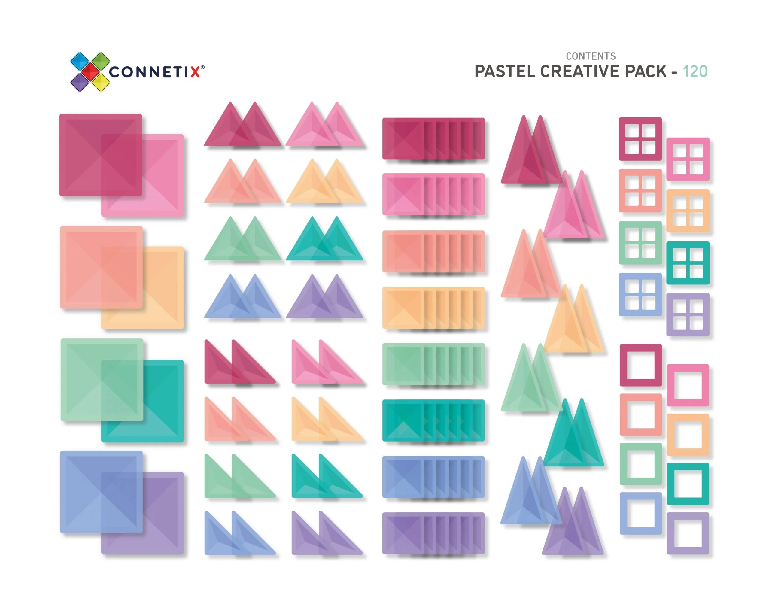 Connetix Magnetic Tiles | Pastel Creative Pack (120 pcs) - Image 3