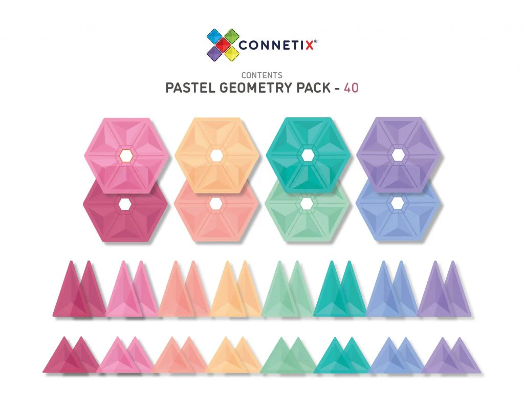 Connetix Magnetic Tiles | Pastel Geometry Pack (40 pcs) - Image 4
