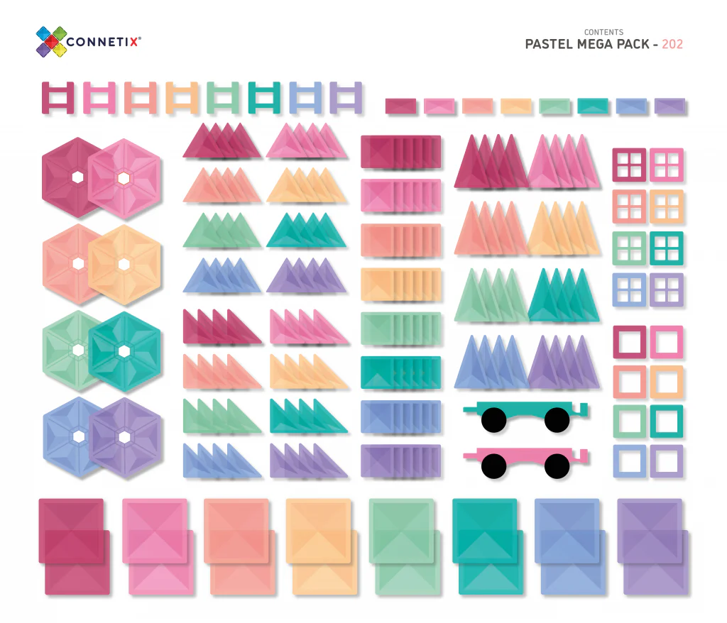 Connetix Magnetic Tiles | Pastel Mega Pack (202 pcs) - Image 2