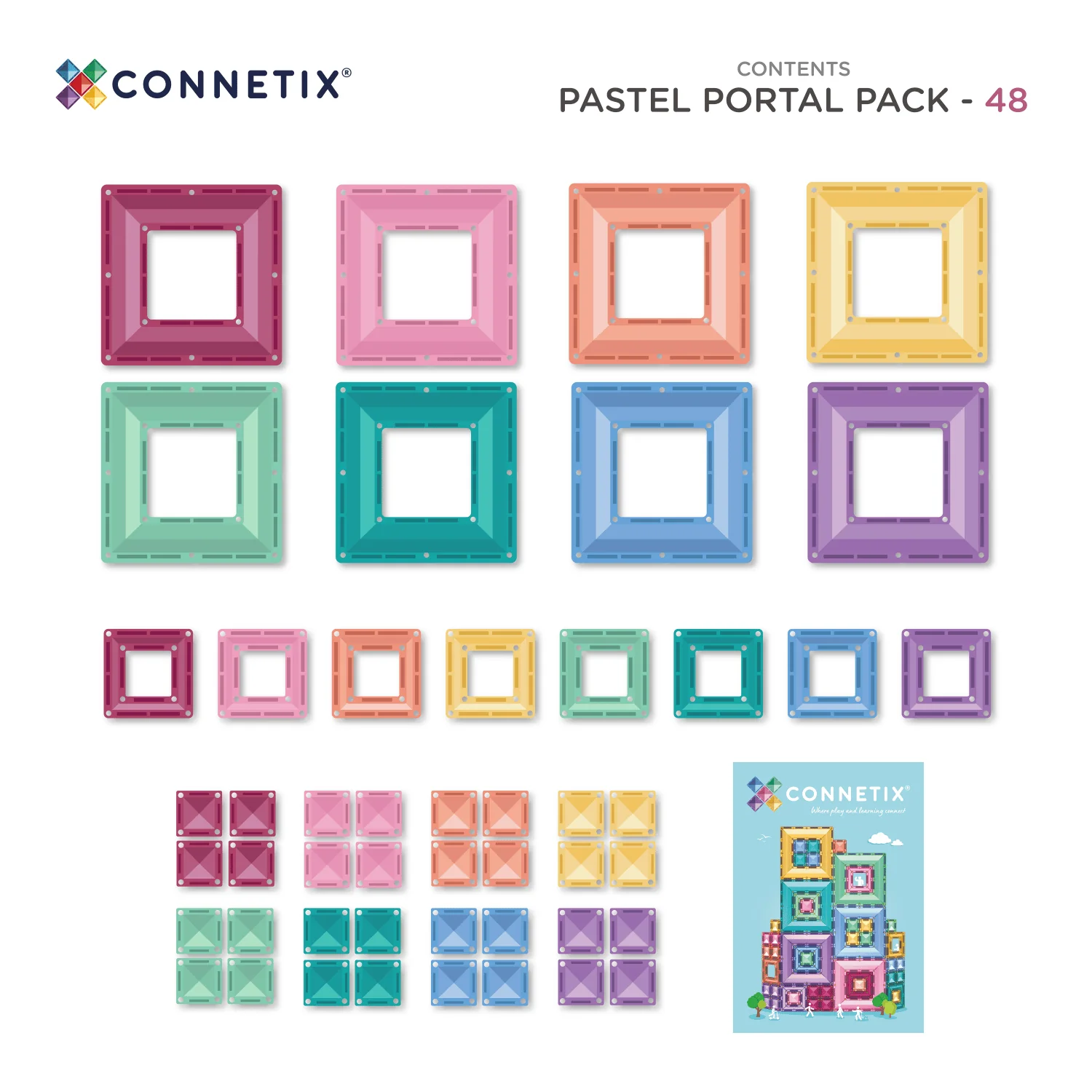 Connetix Magnetic Tiles | Pastel Portal Pack (48 pcs) - Image 11