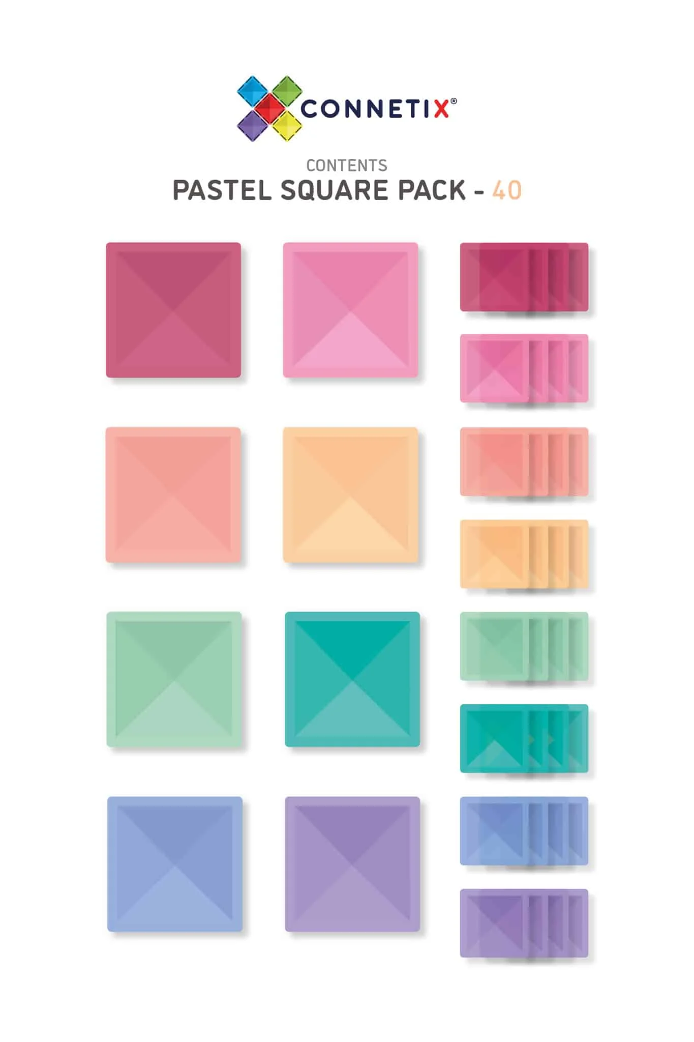 Connetix Magnetic Tiles | Pastel Square Pack (40 pcs) - Image 6