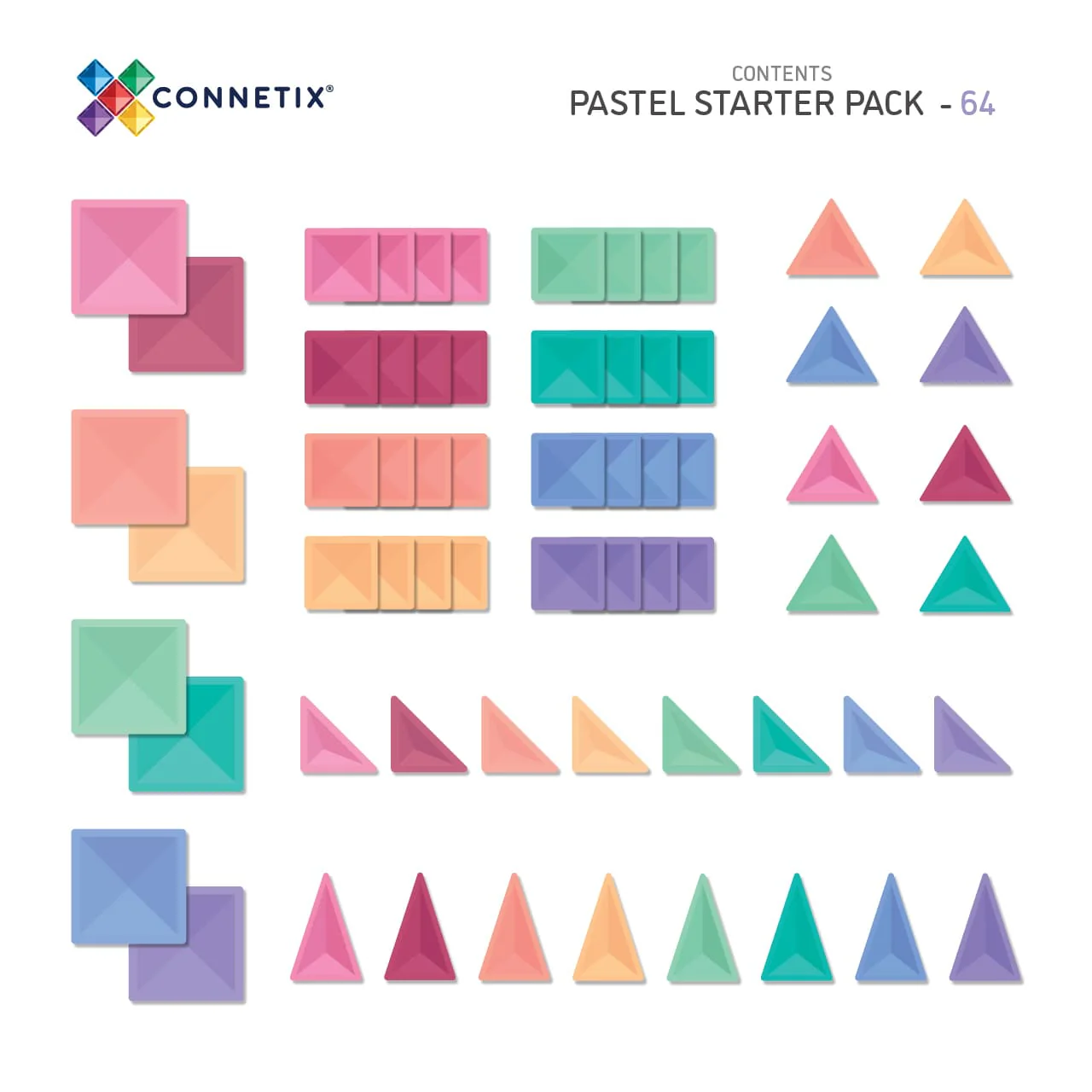 Connetix Magnetic Tiles | Pastel Starter Pack (64 pcs) - Image 9