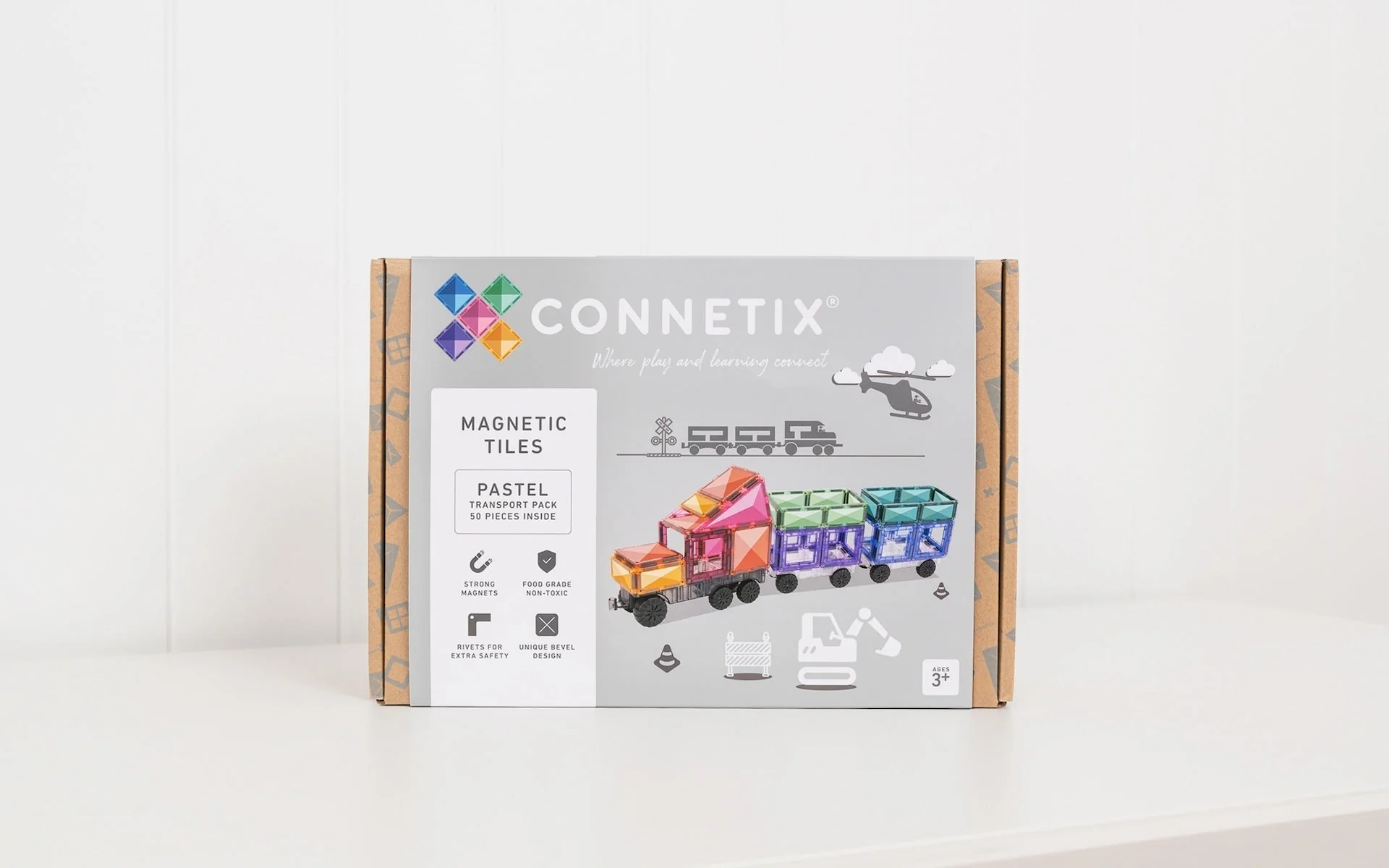 Connetix Magnetic Tiles | Pastel Transport Pack (50 pcs) - Image 5
