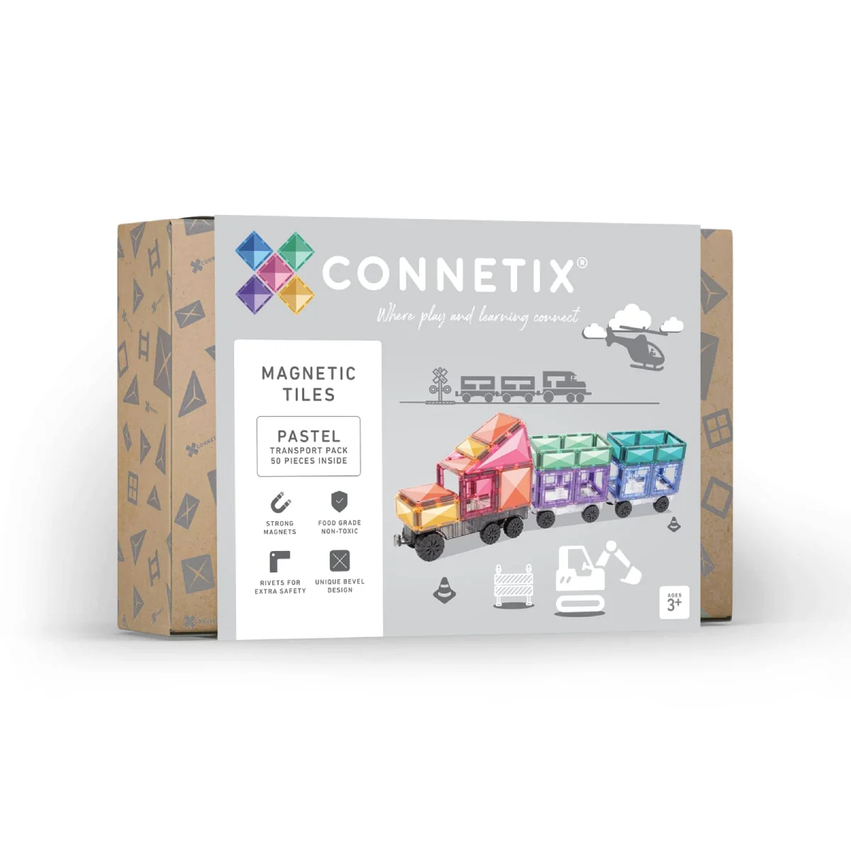 Connetix Magnetic Tiles | Pastel Transport Pack (50 pcs) - Image 7