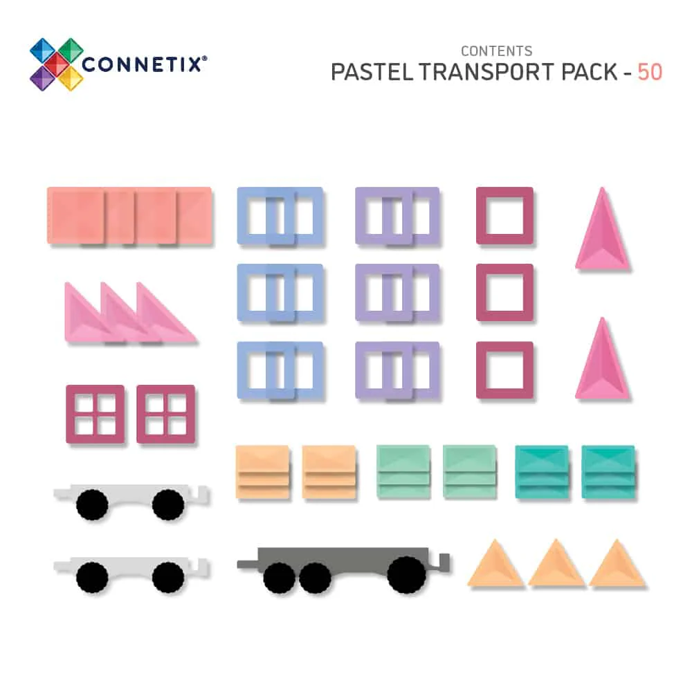 Connetix Magnetic Tiles | Pastel Transport Pack (50 pcs) - Image 8