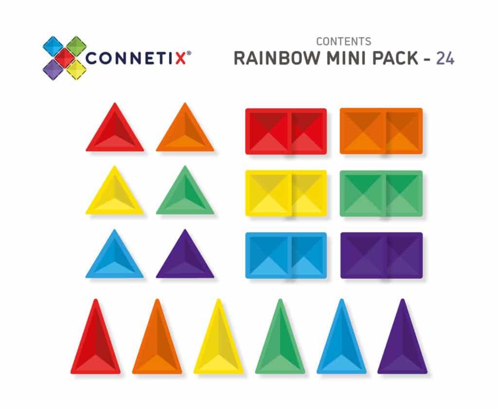Connetix Magnetic Tiles | Rainbow Mini Pack (24 pcs) - Image 6