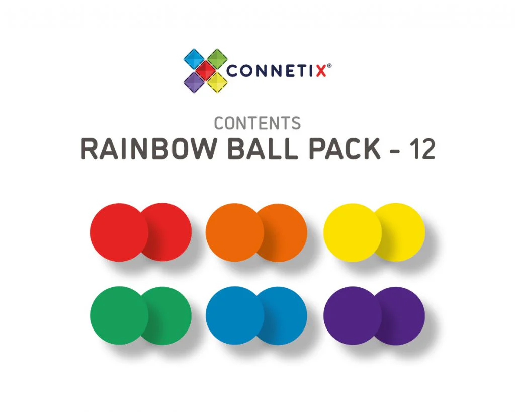 Connetix Magnetic Tiles | Rainbow Replacement Ball Pack (12 pcs) - Image 5