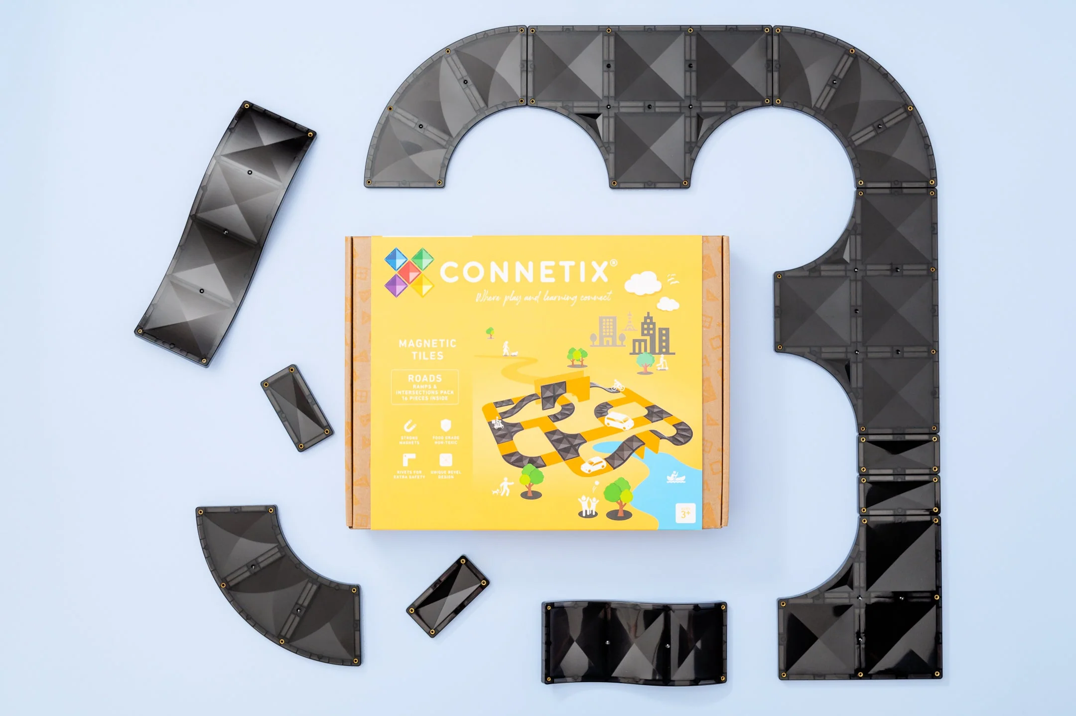 Connetix Magnetic Tiles | Ramps & Intersections (16 pcs) - Image 18
