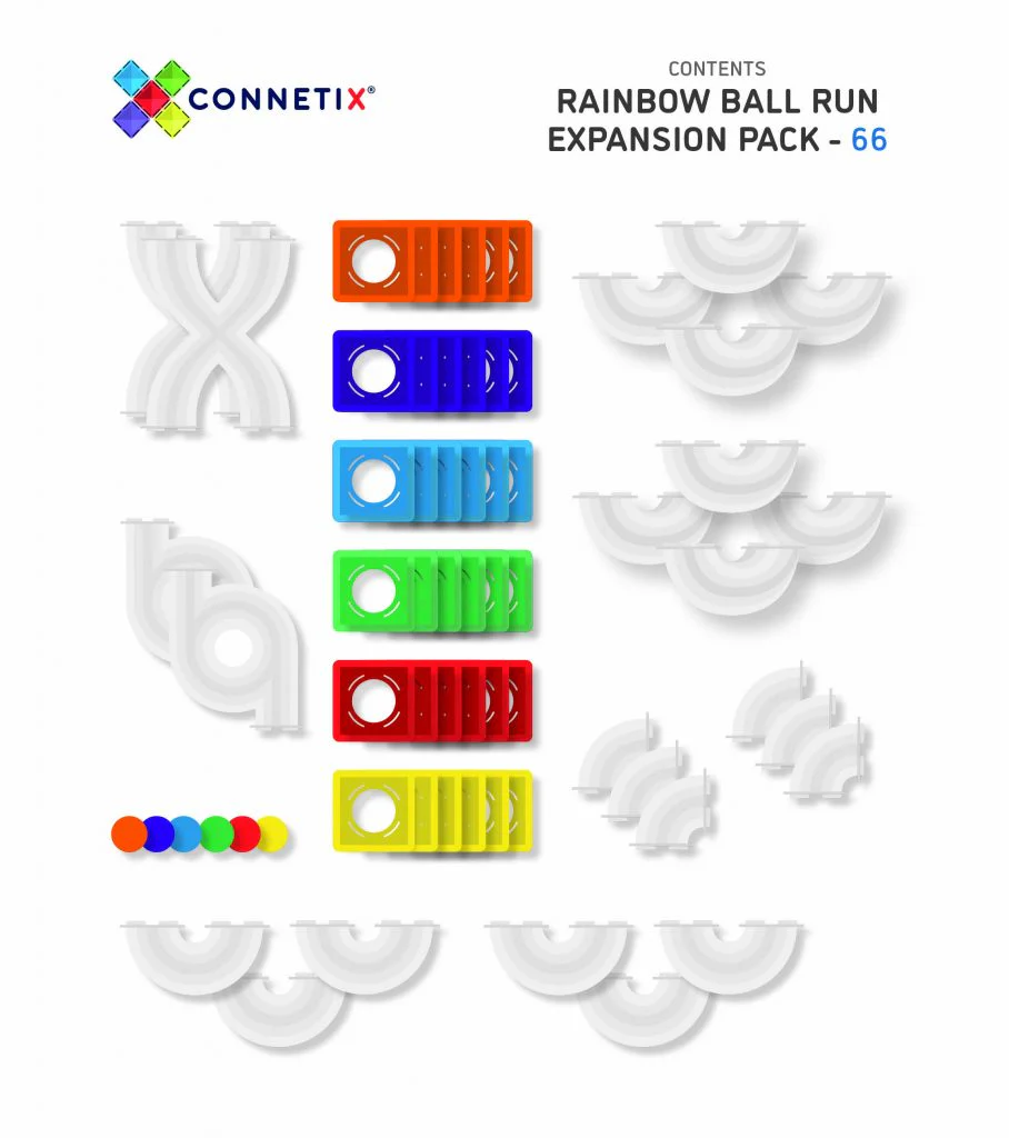 Connetix Magnetic Tiles | Rainbow Ball Run Expansion (66 pcs) - Image 7