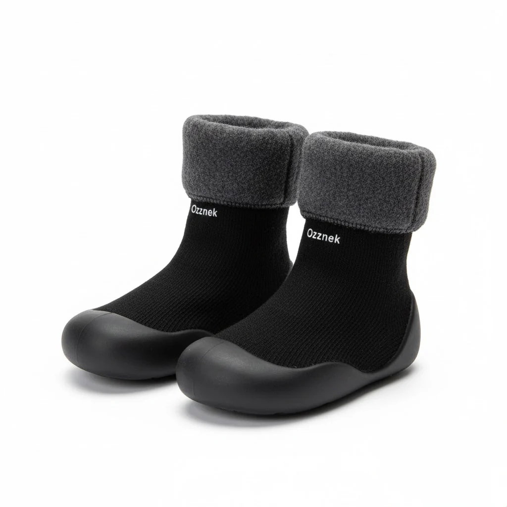 Ozznekshoes Cozy Sock Shoes for Kids- Warm First Walker Shoes | Fleece Lined - Image 4