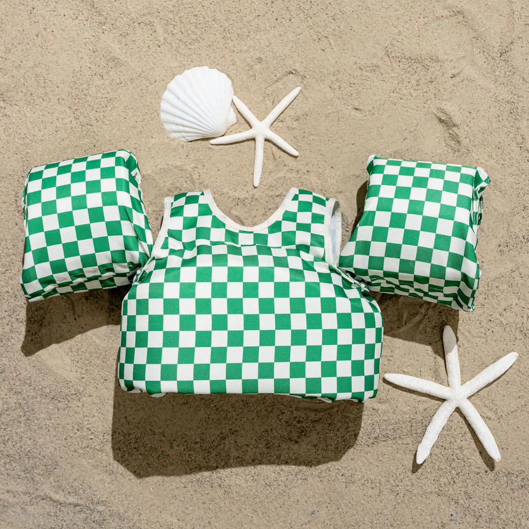 Dripfloats Green Checkered Kids Float - Image 2