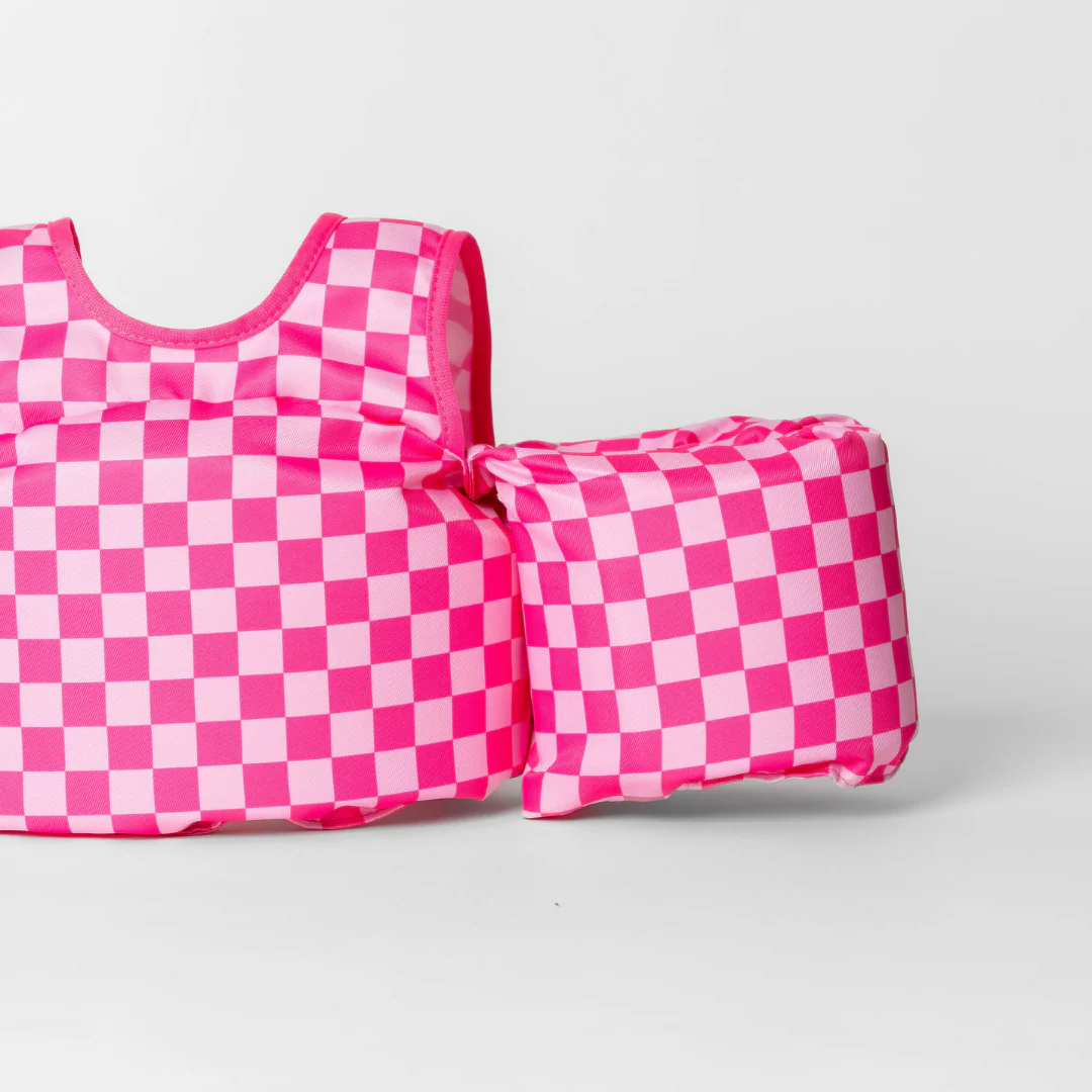 Dripfloats Pink Checkered Kids Float - Image 4
