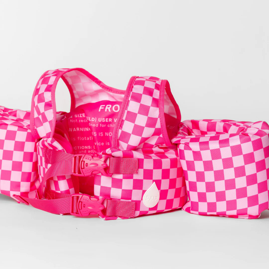 Dripfloats Pink Checkered Kids Float - Image 5