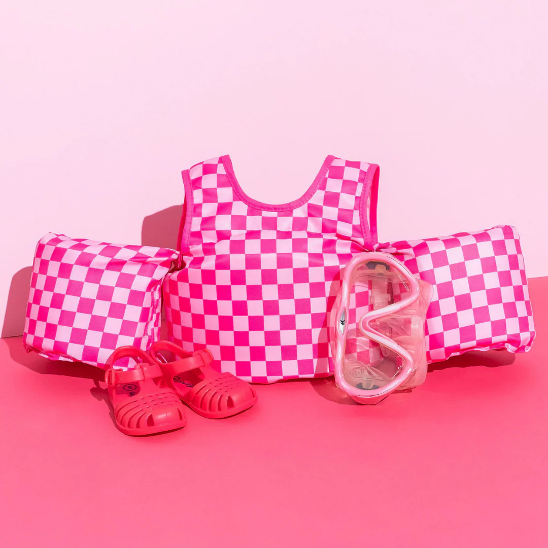 Dripfloats Pink Checkered Kids Float - Image 6