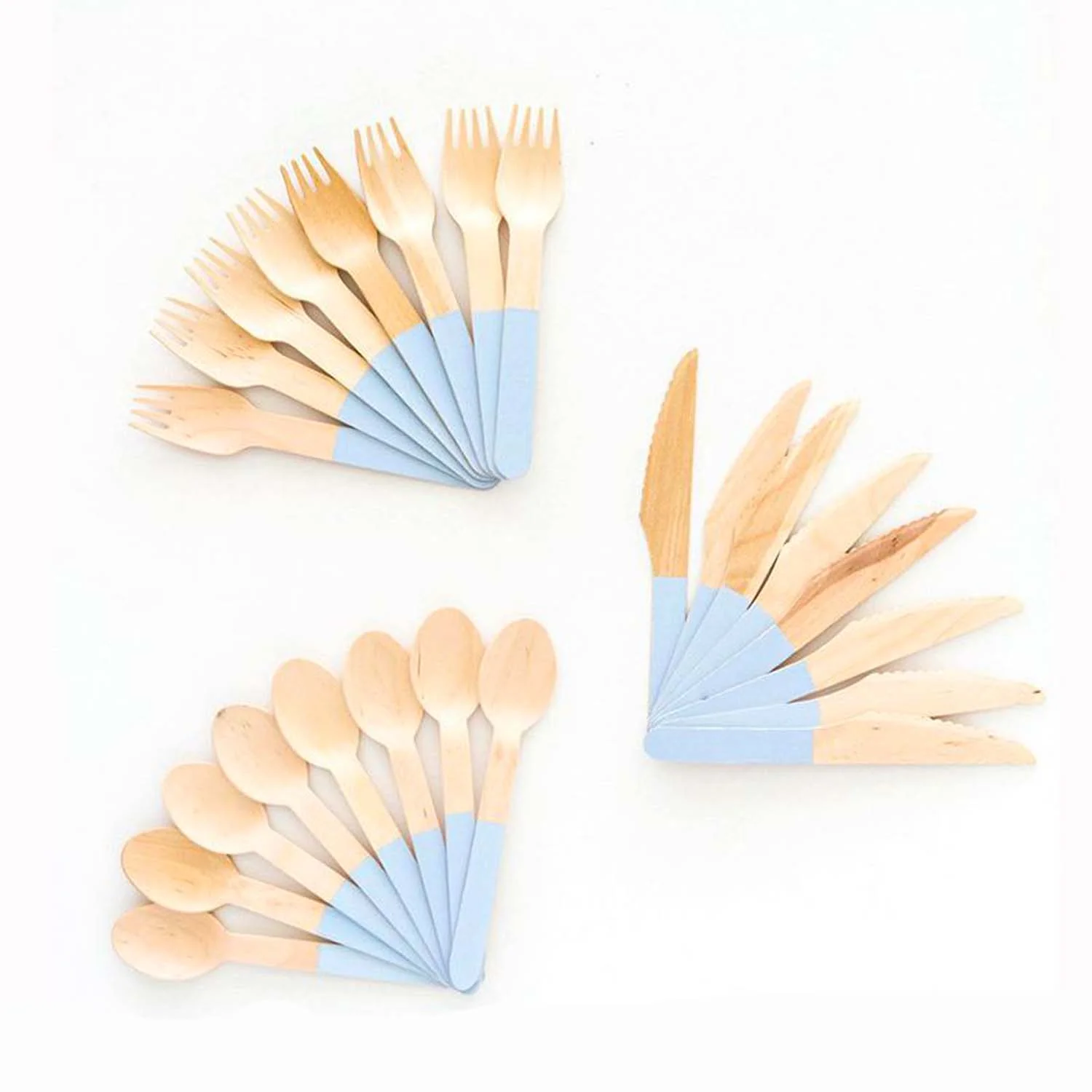 Ellie's Party Supply Light Blue Wooden Utensil Set – 24ct | ON SALE!! - Image 2