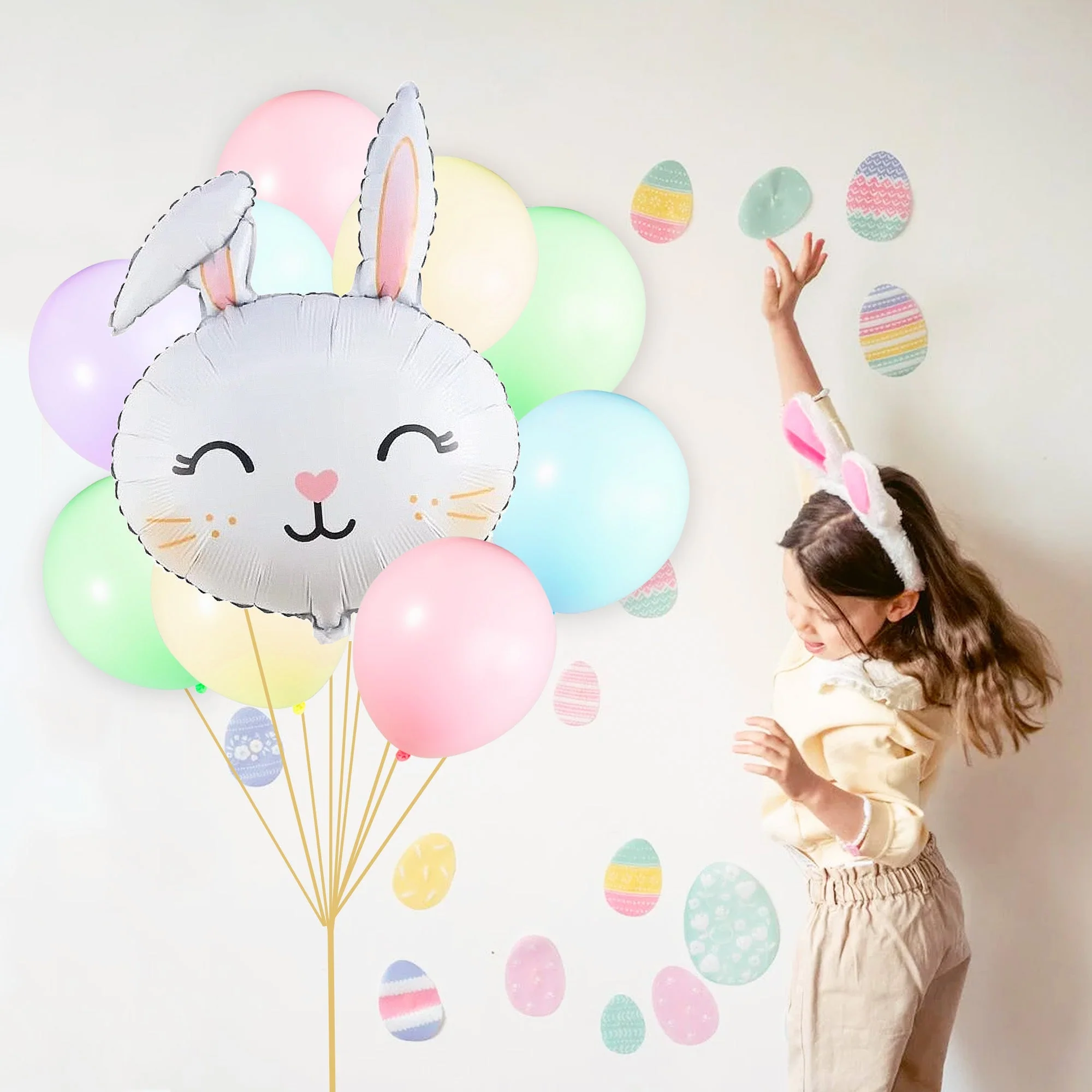 Ellie's Party Supply Pastel Bunny Balloon Bouquet - Image 4