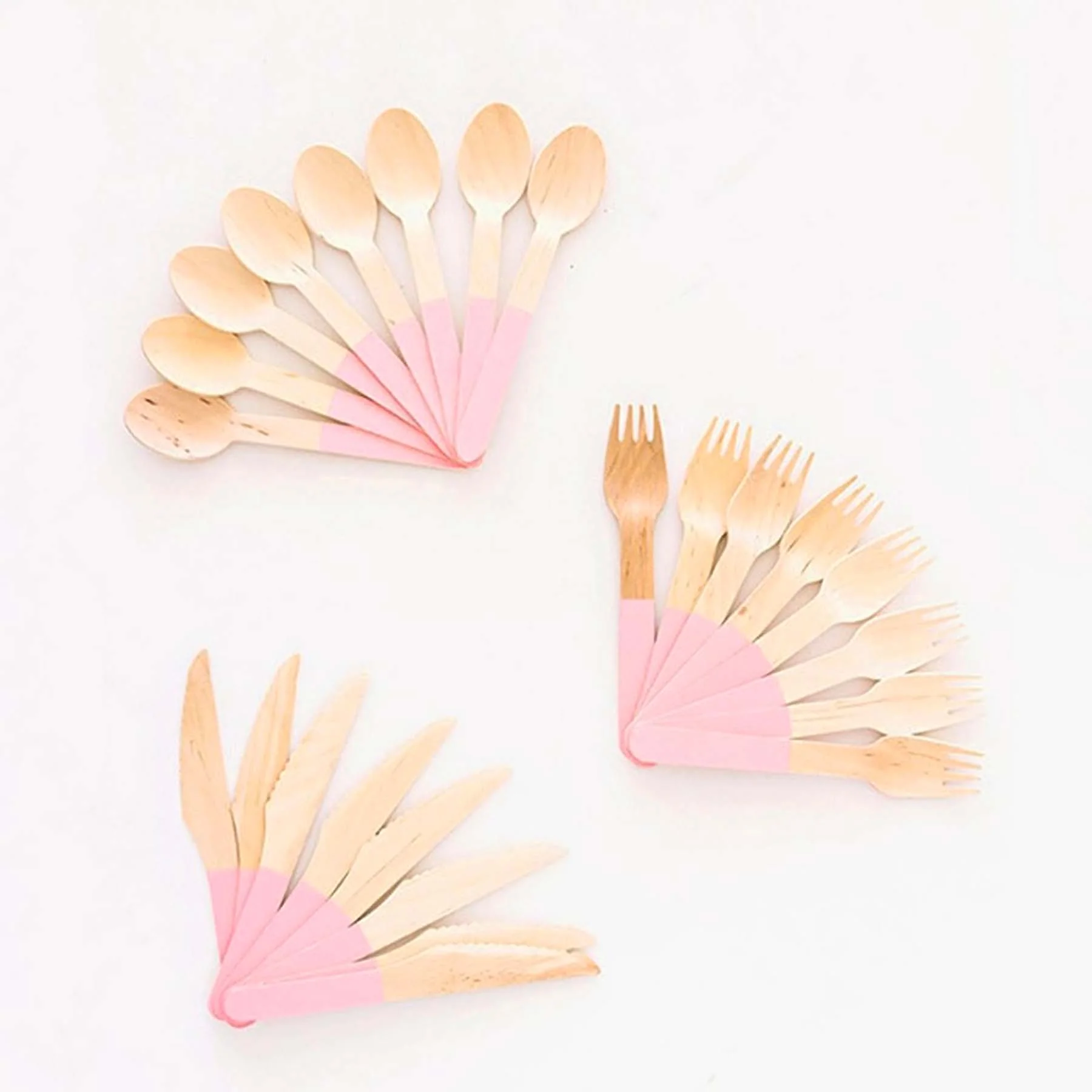 Ellie's Party Supply Pastel Pink Wooden Utensil Set – 24ct | ON SALE!! - Image 2