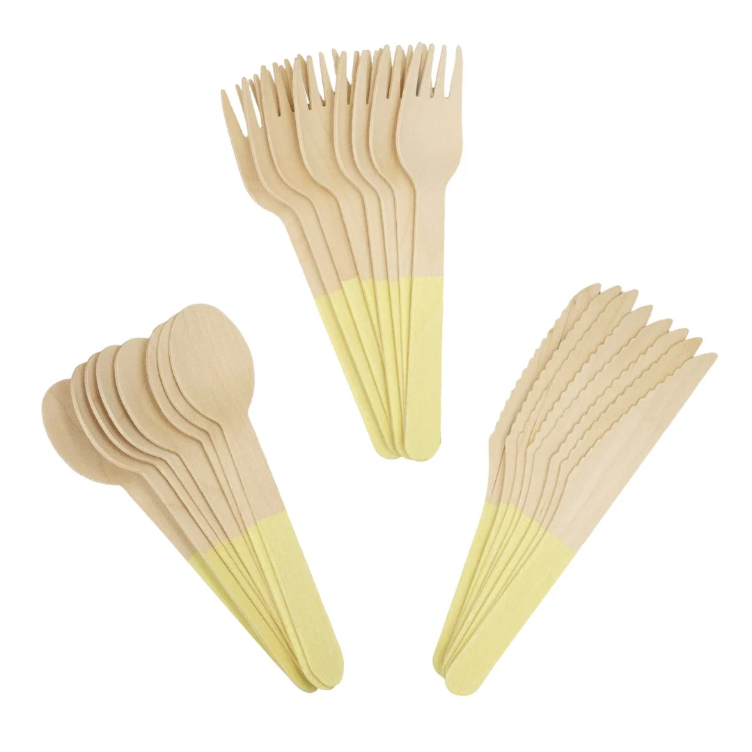 Ellie's Party Supply Yellow Wooden Utensil Set – 24ct | ON SALE!! - Image 4