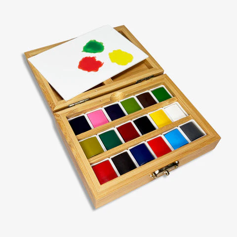 Watercolor Essentials Bundle | Bamboo Case, Metallics, & Paper Pad - Image 2