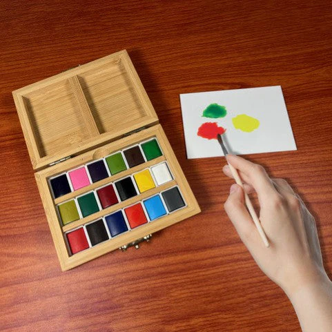 Elseware Unplug Watercolor Set – Bamboo Box – 18 Pans – Eco-Friendly - Image 4
