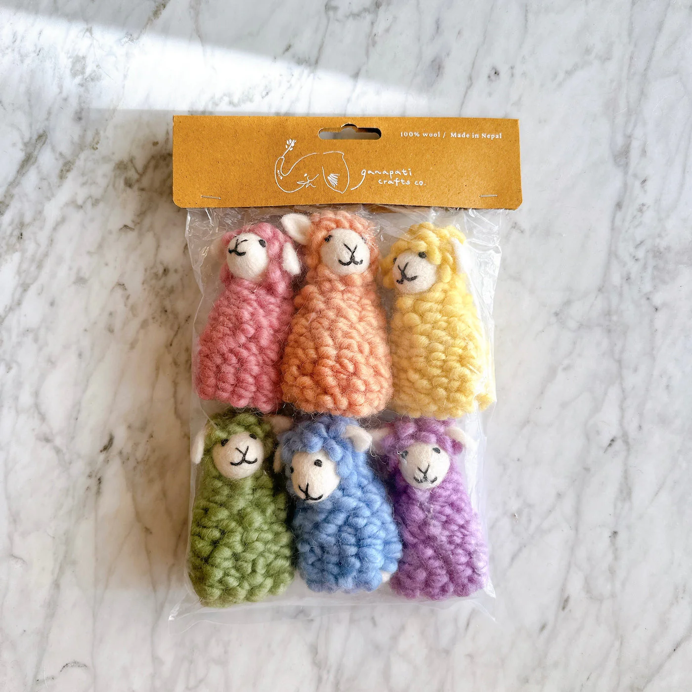 Ganapati Crafts Co. Candy Sheep finger puppet - Set of 6 - Image 2