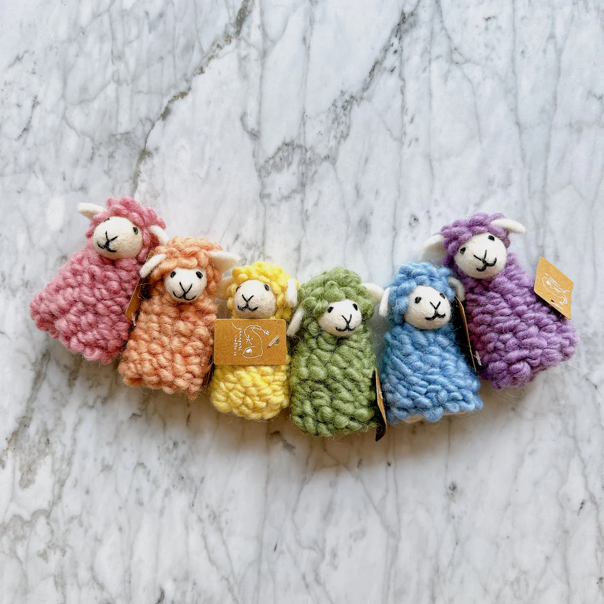 Ganapati Crafts Co. Candy Sheep finger puppet - Set of 6 - Image 4