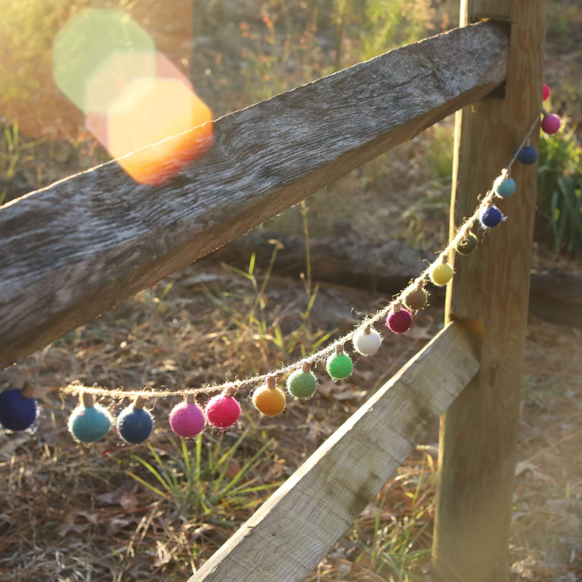 Ganapati Crafts Co. Felt Color Ball Lightbulb Garland - Image 3