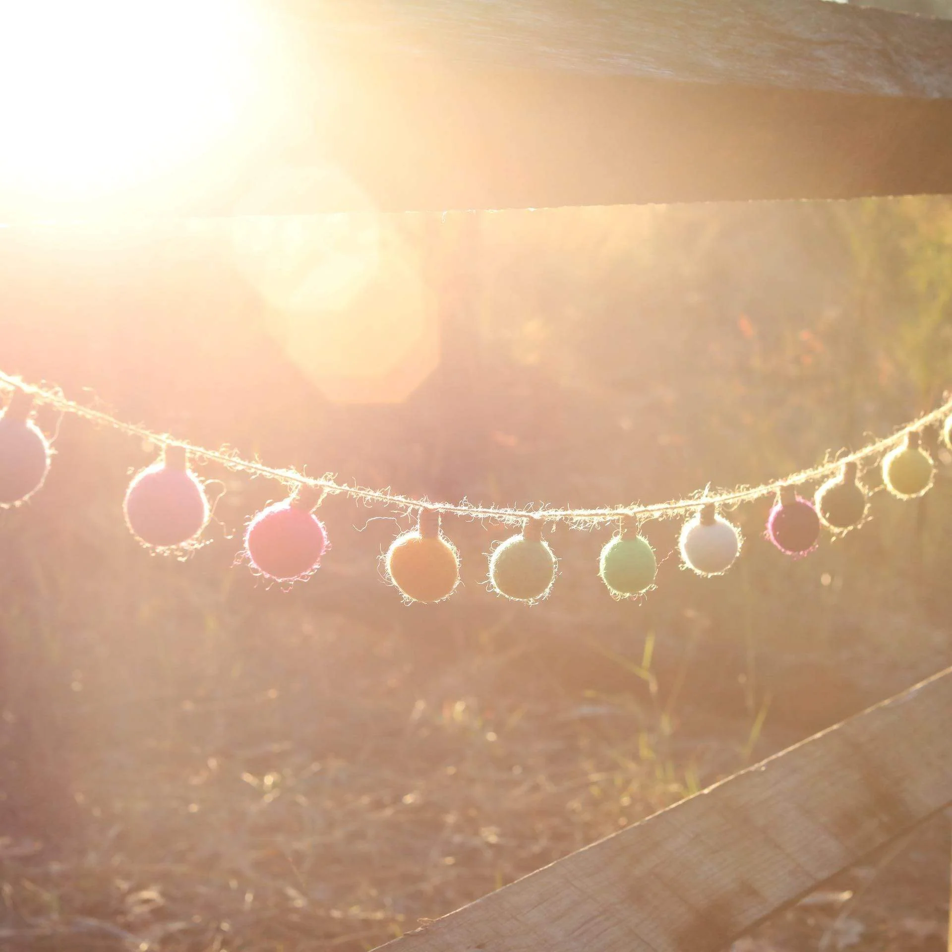 Ganapati Crafts Co. Felt Color Ball Lightbulb Garland - Image 4