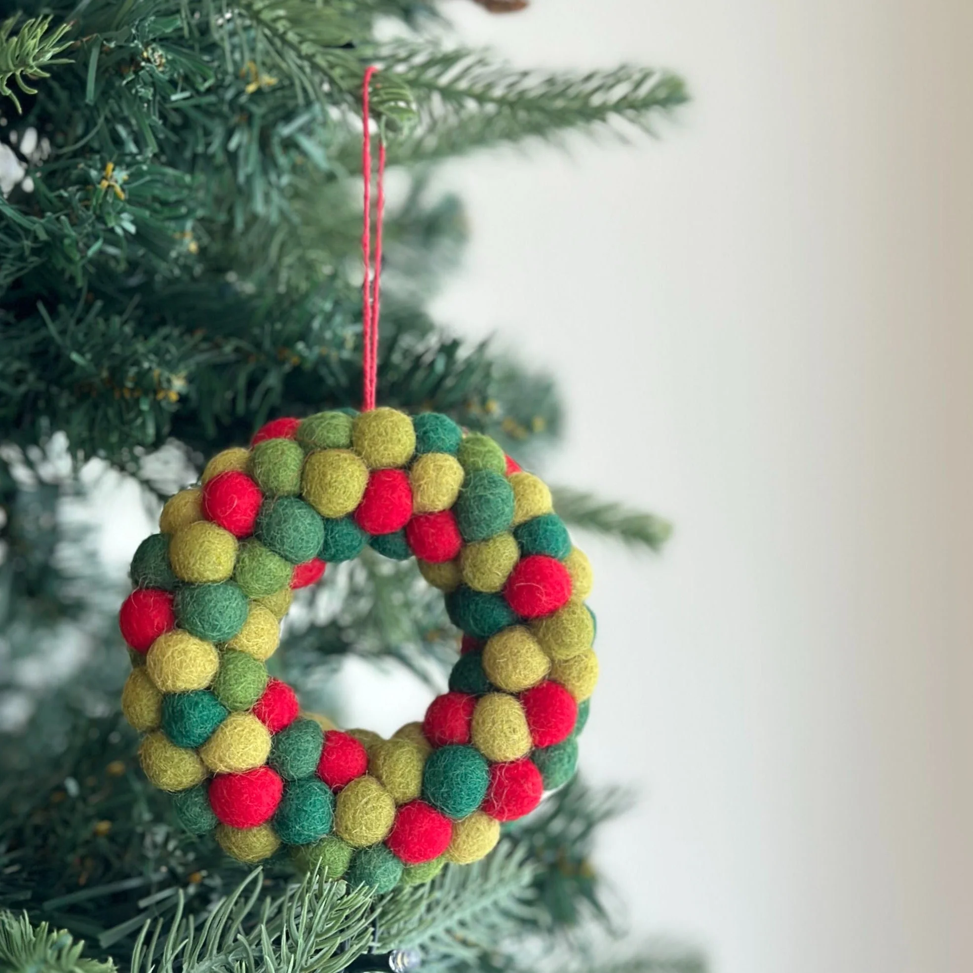 Ganapati Crafts Co. Felt Ornament - Mini Pompom Pompom Wreath - Image 2