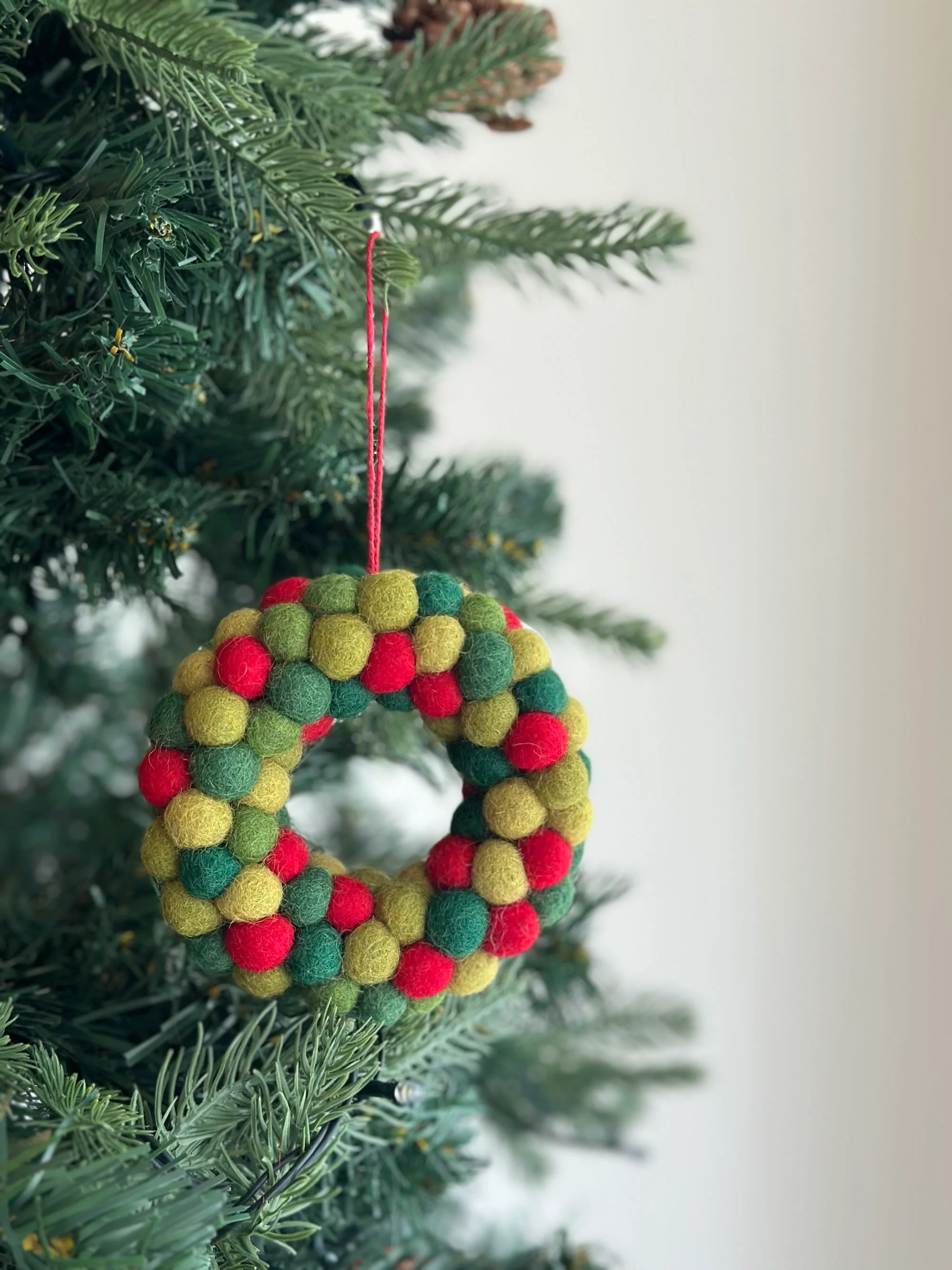Ganapati Crafts Co. Felt Ornament - Mini Pompom Pompom Wreath - Image 4