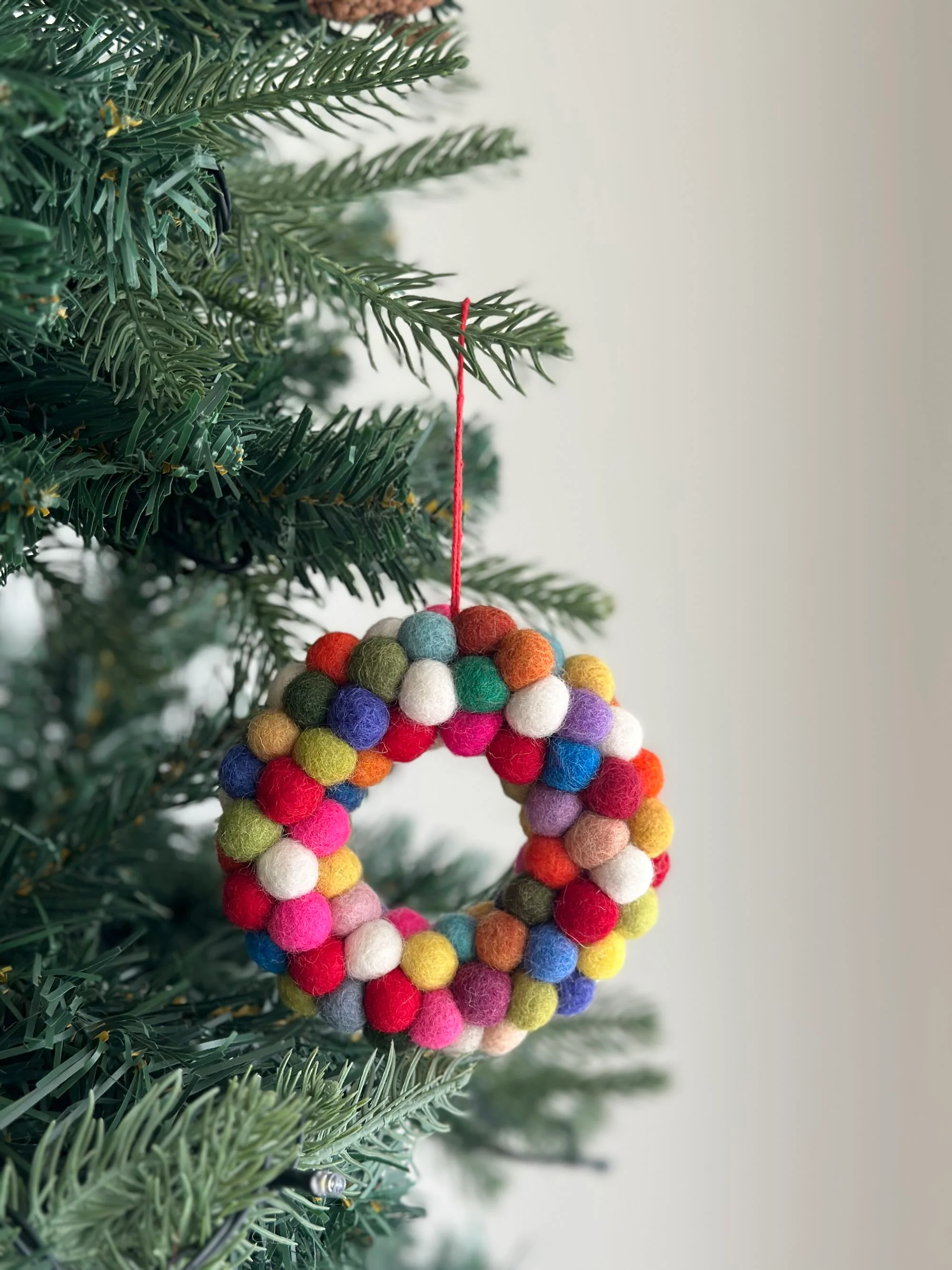 Ganapati Crafts Co. Felt Ornament - Mini Pompom Pompom Wreath - Image 5