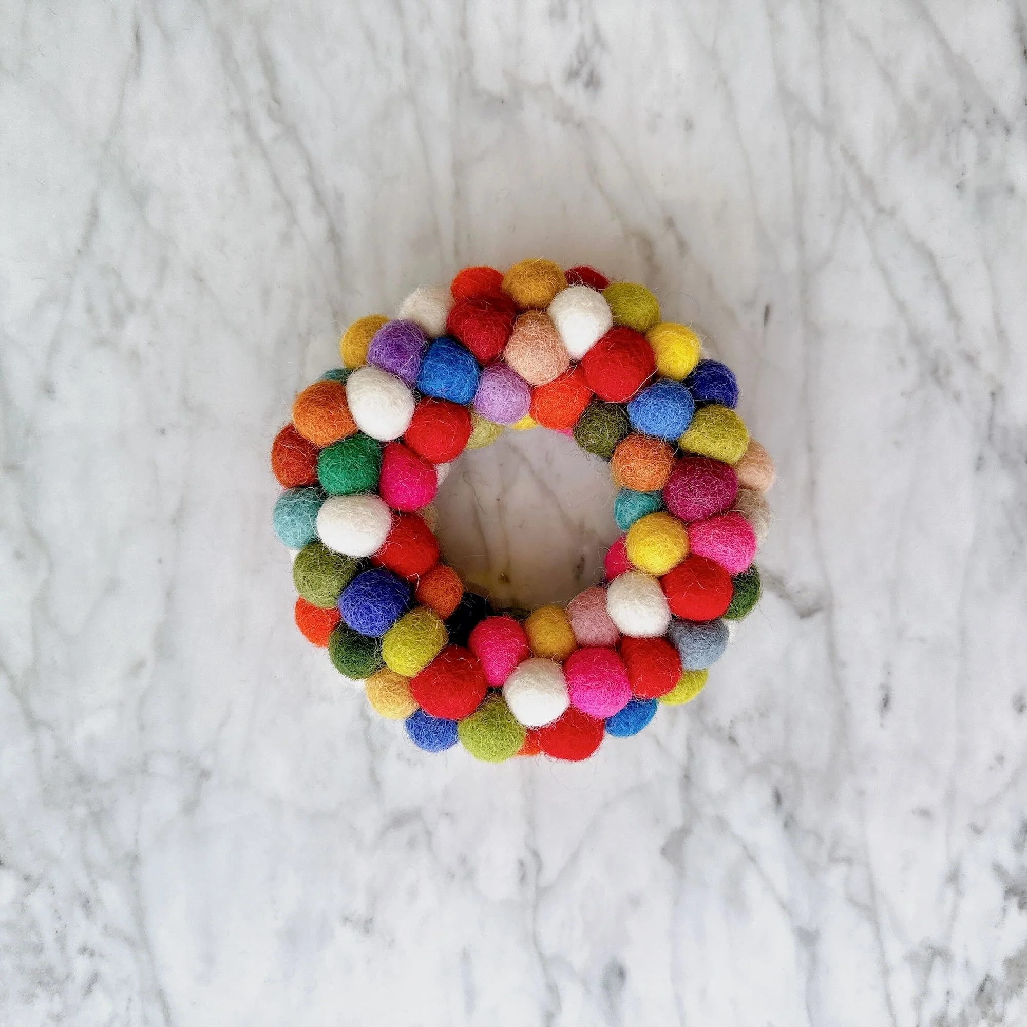 Ganapati Crafts Co. Felt Ornament - Mini Pompom Pompom Wreath - Image 6